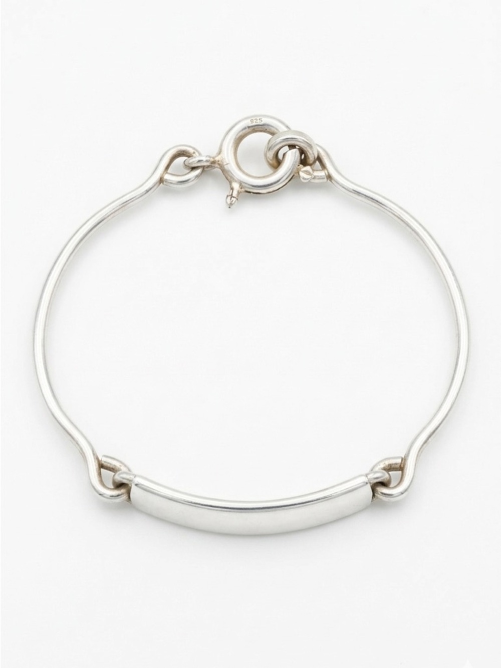 Vintage 925 Sterling Silver Engravable ID Bar Bracelet 7 Inch Ring Clasp - Picture 7 of 10